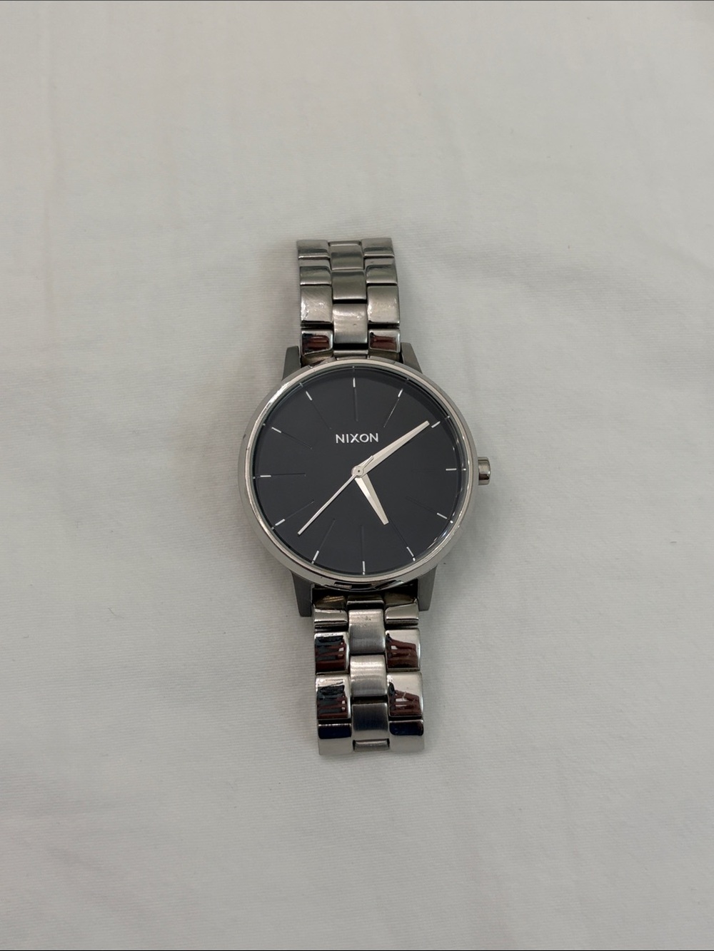 Nixon Silver and black Stainless Steel Watch